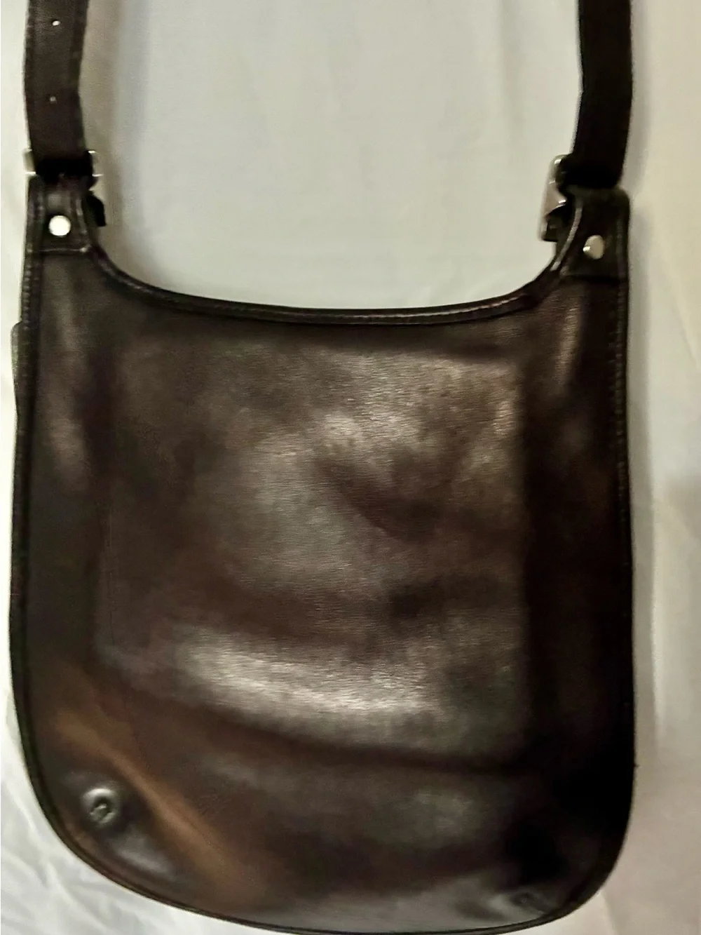 Coach black Leather Messenger Bag with Silver Hardware